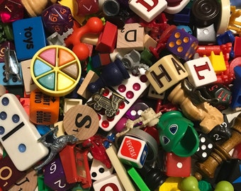 100+ Vintage and New Board Game Pieces and Parts from Classic Family Games *Bonus: Game Card Ephemera Pack*