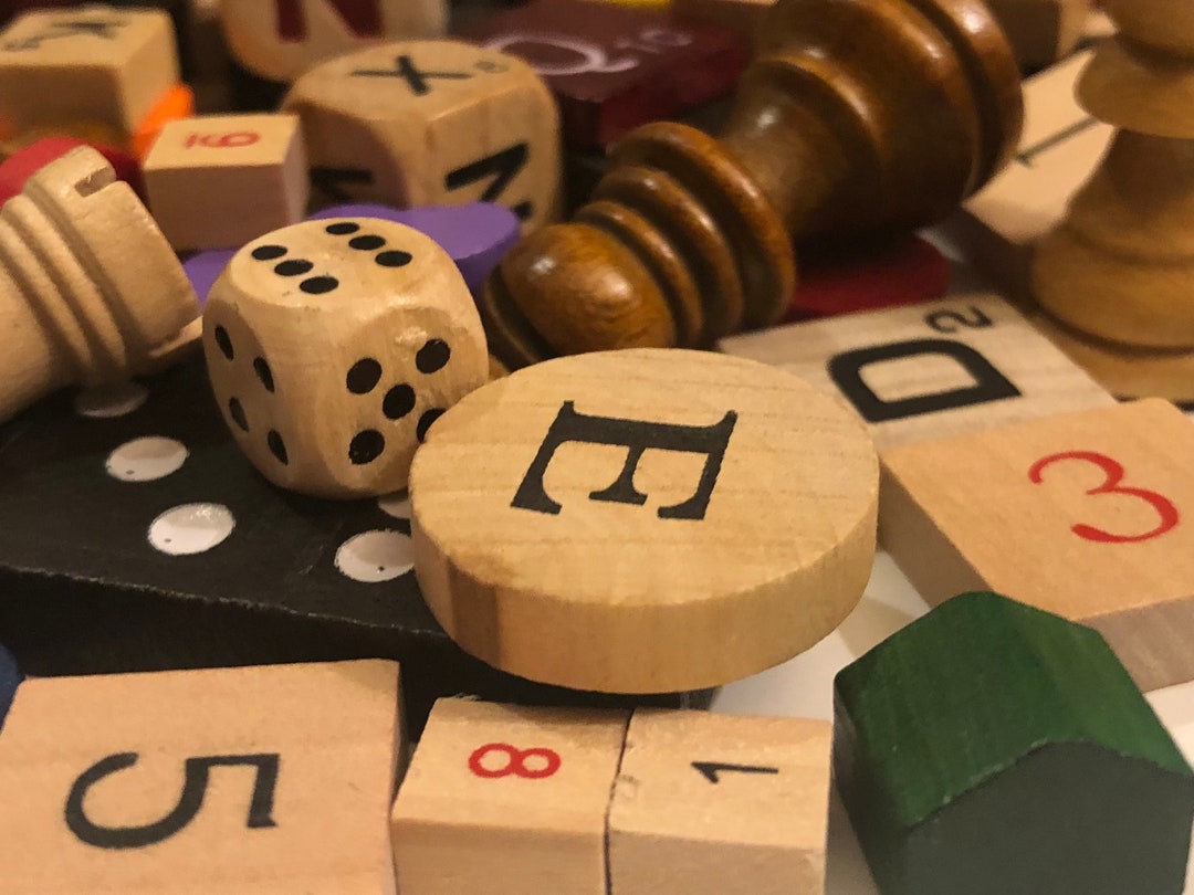 Wooden Board Game Pieces Wood Pawns Checkers Dice and Chess Etsy