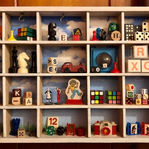 40 Dice, Game Pieces and small Toys for Shadow Box Display and Crafts