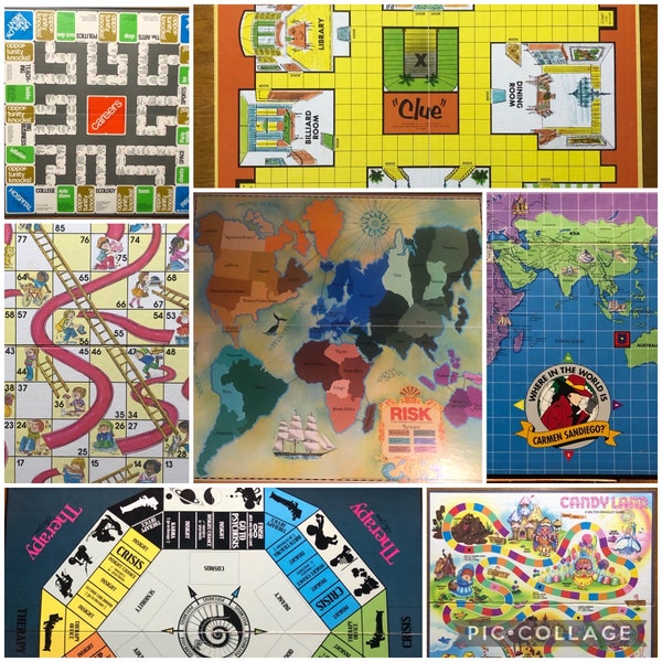Vintage Board Game Boards to Display or Repurpose. Game Room Decor.