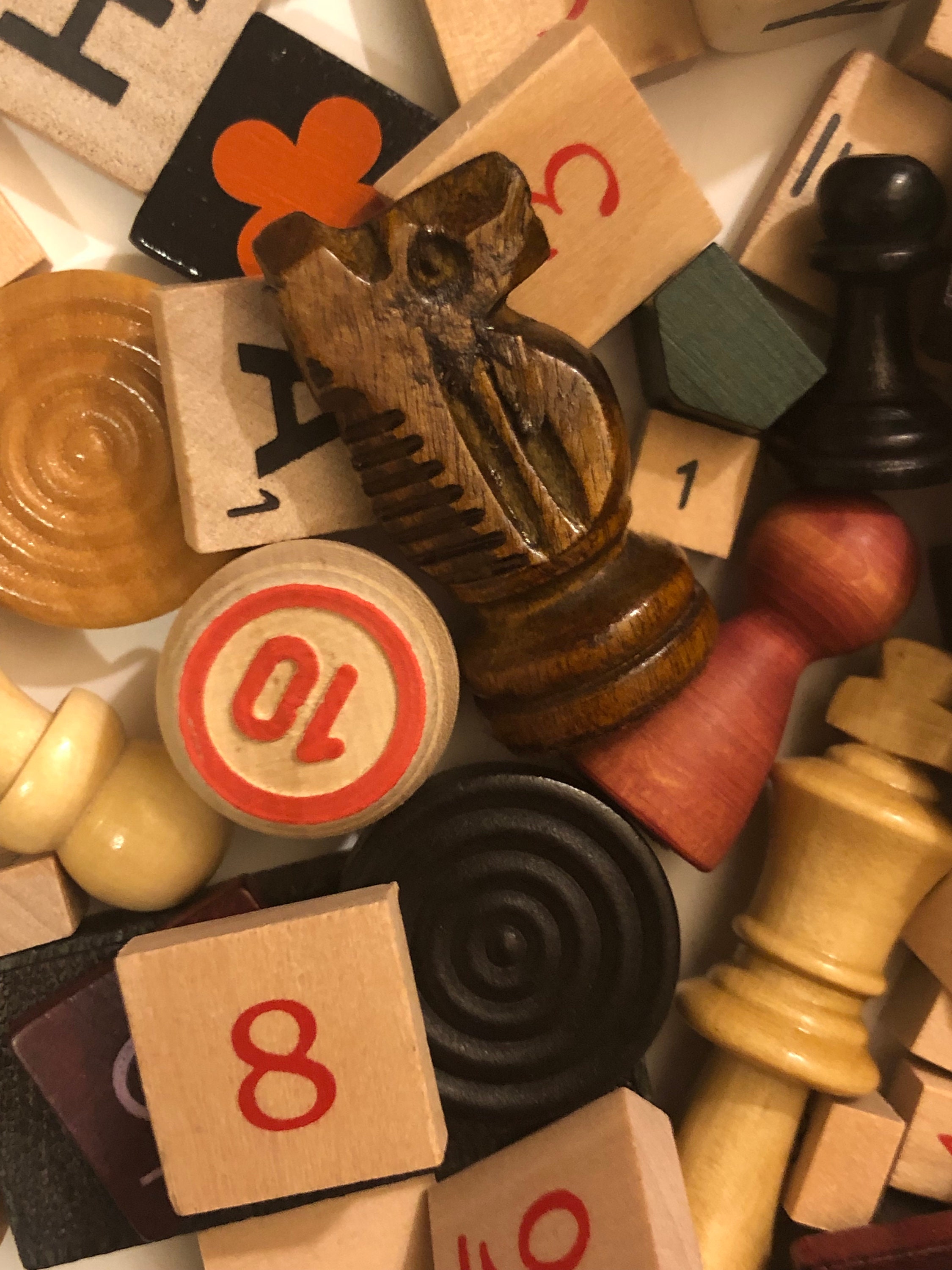 Large Lot of Wooden Board Game Pieces. Mostly Vintage Wood Etsy