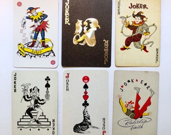 Collection of Vintage Joker Playing Cards. Jokers for Display, Collecting or Crafts #j42