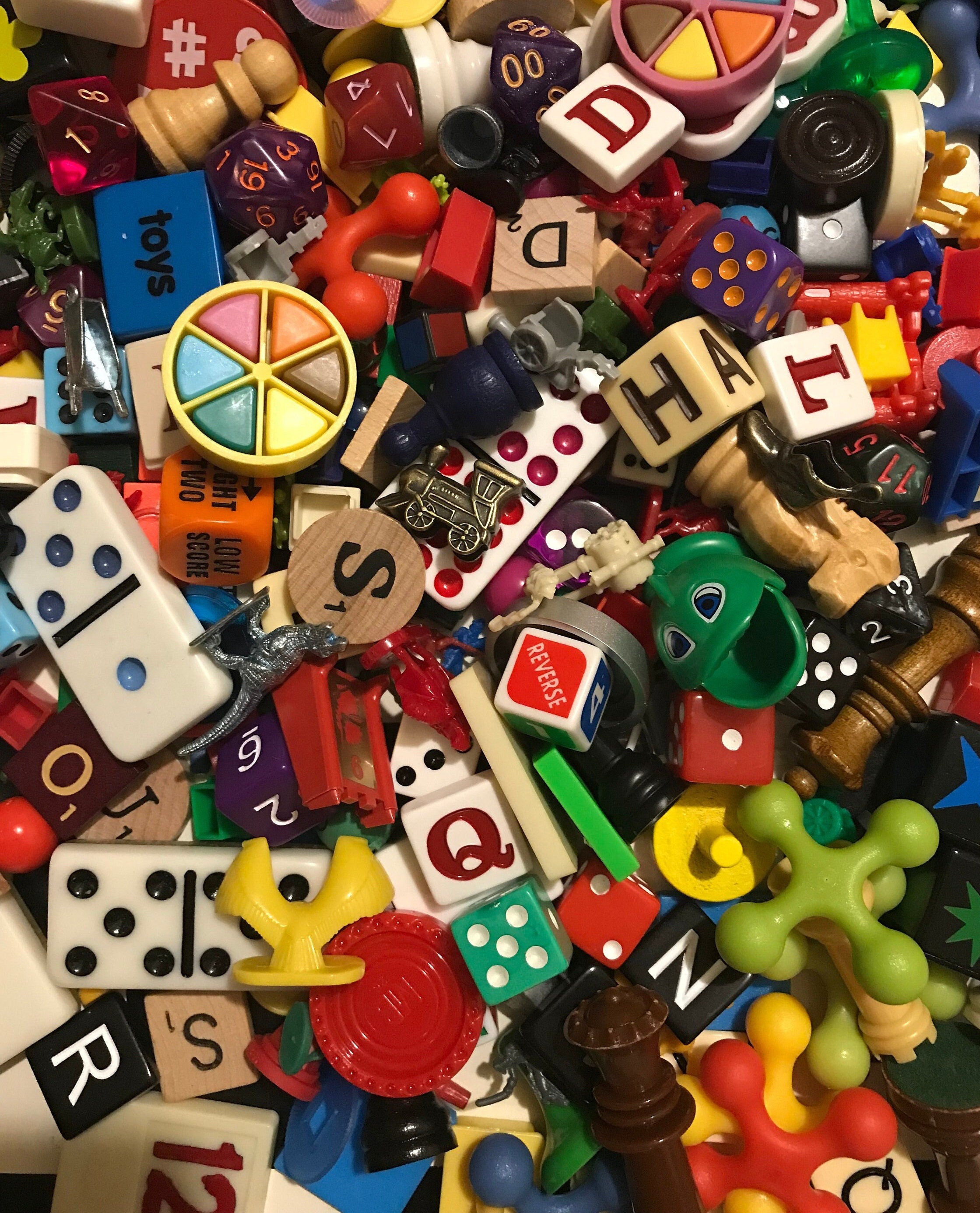 100 Vintage and New Board Game Pieces and Parts From Classic