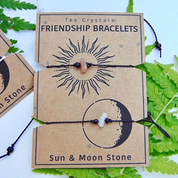 Zon en maan vriendschapsarmbanden-zonsteen-maansteen-kristal vriendschapsarmbanden-cadeau-bijpassende-Bff-armbanden-kristallen-natuurlijk-echt-eco