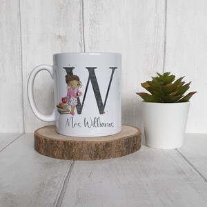 Personalised Female Teacher Alphabet Mug, Teachers Gift, Teaching Assistant Mug, Newly Qualified Teacher Gift