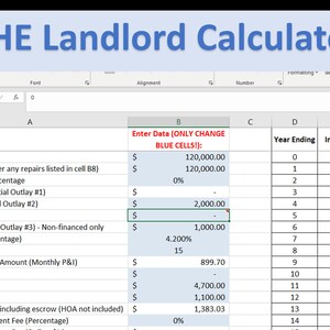 The Landlord Calculator - Excel Spreadsheet - Rental Property Investment Analysis and Calculator