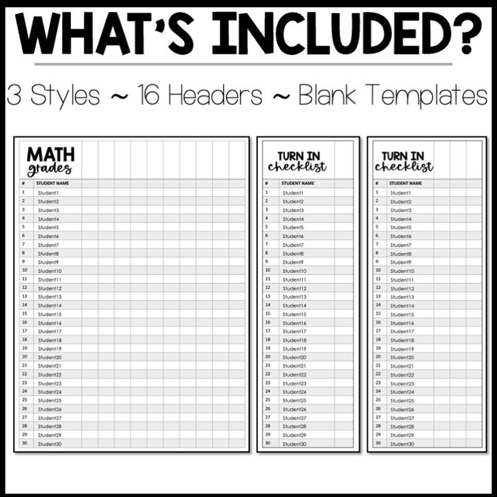 Gradebook Printable Template Editable Autofill Gradebook &amp; Class List ...