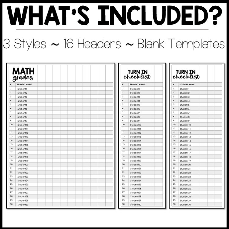 Gradebook Printable Template Editable Autofill Gradebook &amp; Class List ...
