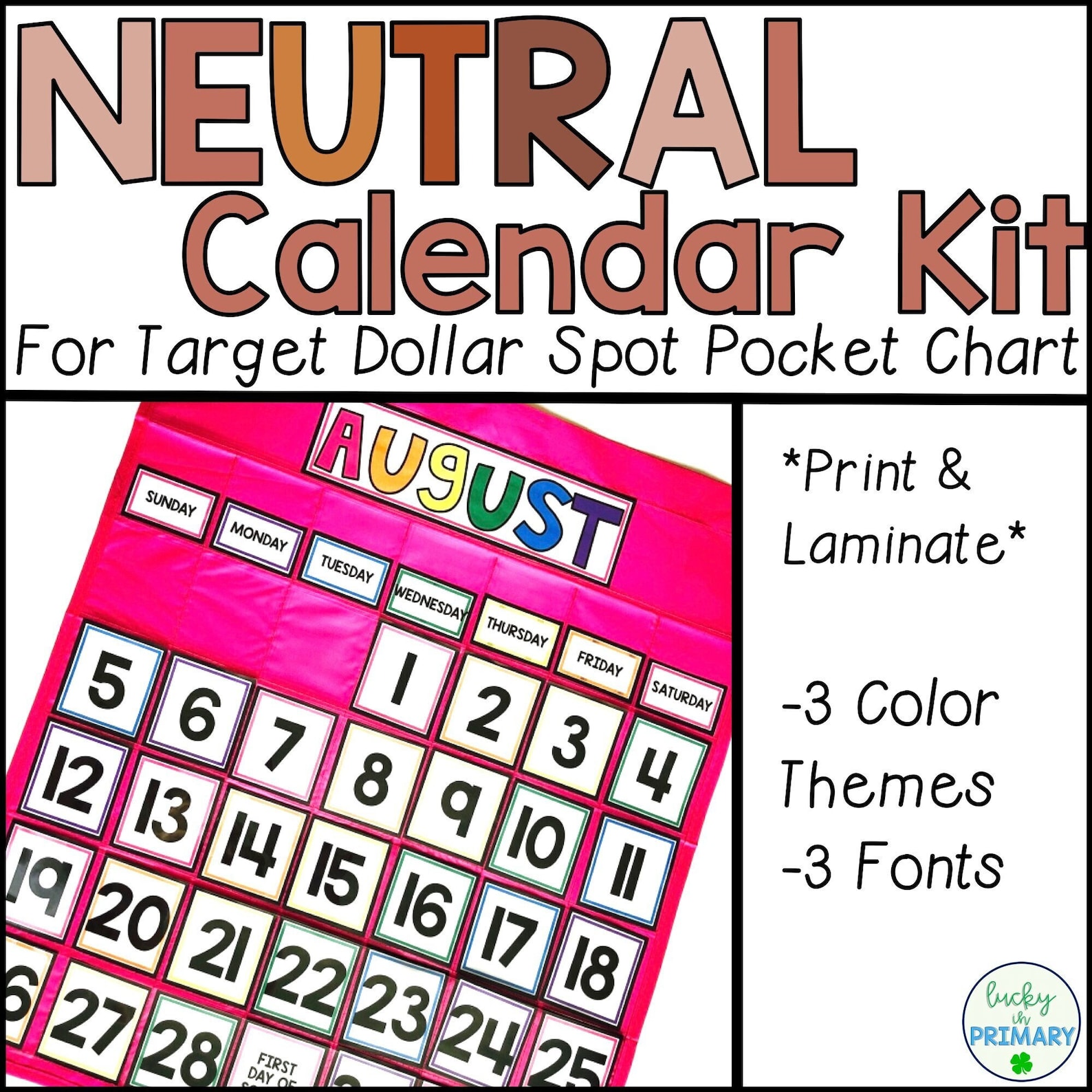 Calendar Kit for Target Calendar Pocket Chart Neutral Boho Etsy España