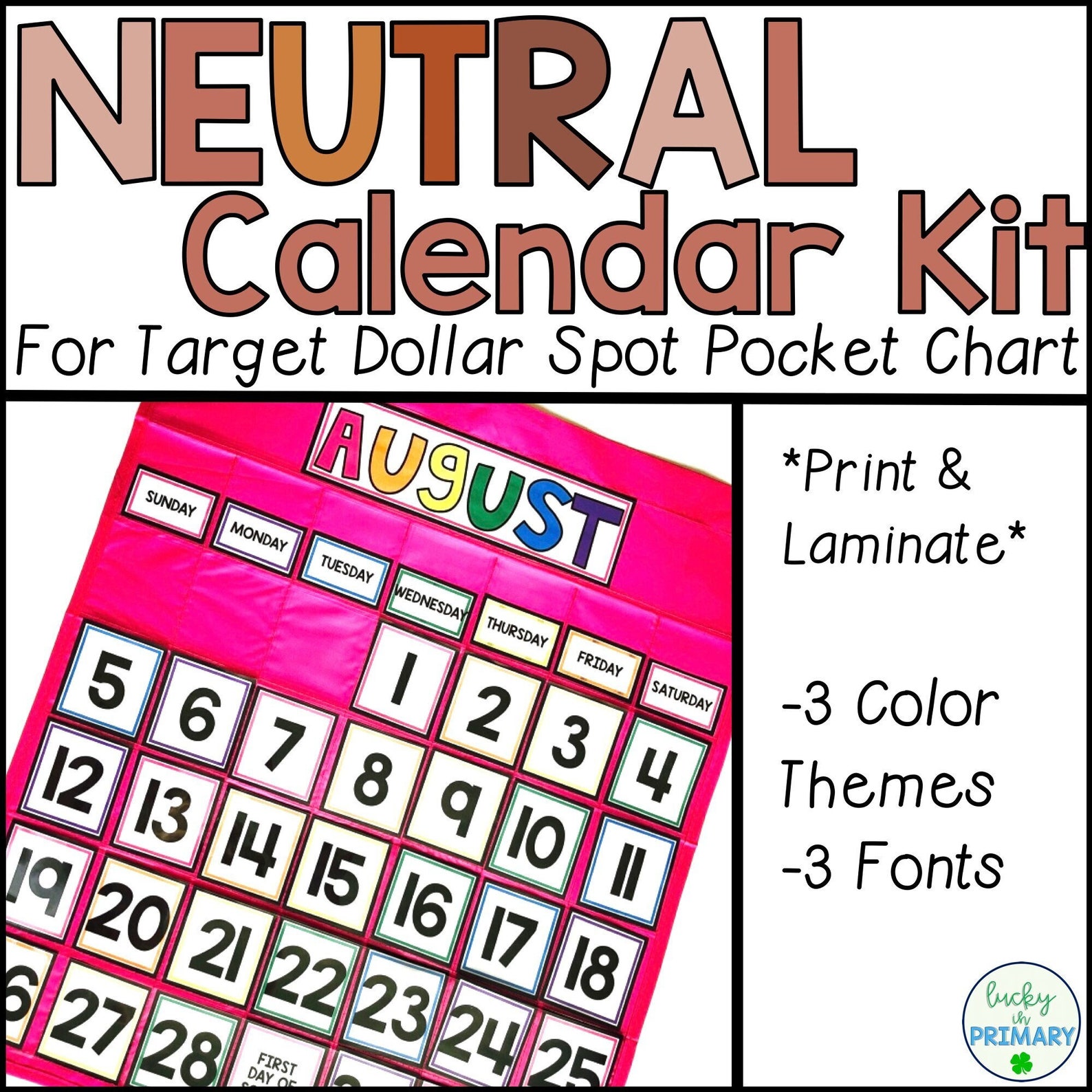 Calendar Kit For Target Calendar Pocket Chart Neutral Boho Etsy
