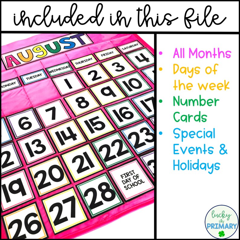 Calendar Kit For Target Calendar Pocket Chart Bulletin Board Etsy