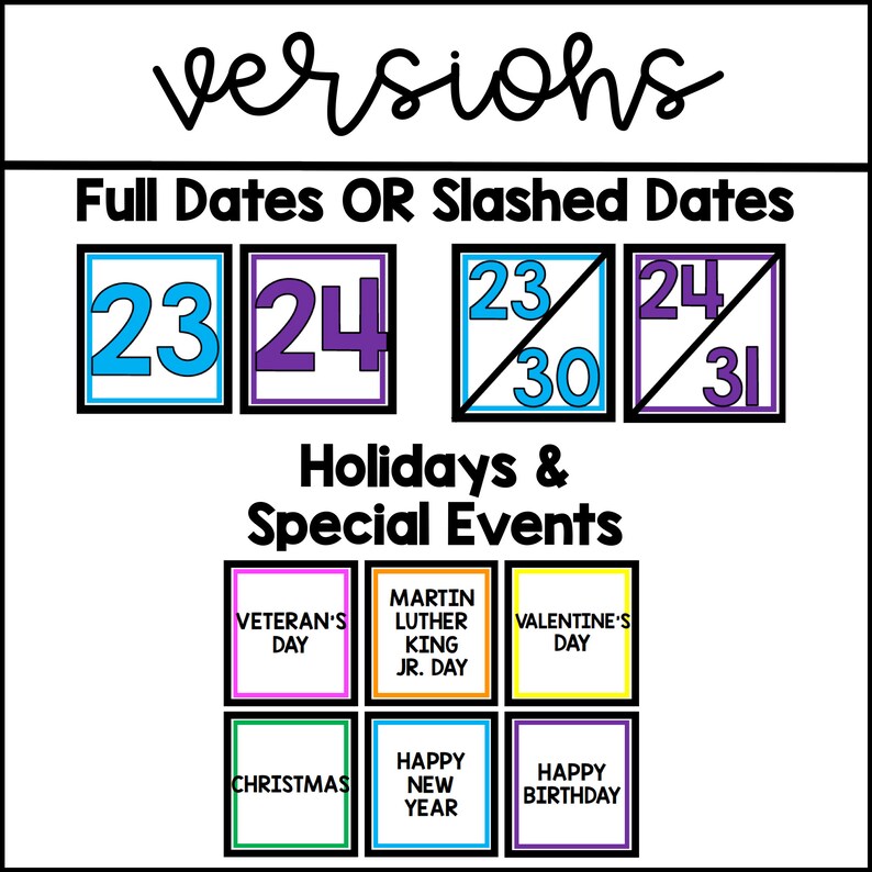 Calendar Kit for Target Calendar Pocket Chart Bulletin Board Etsy