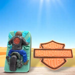 Set of 2 - Motorcycle Rider and Motorcycle Brand Soap, Gift for Him, Motorcycle Lovers, Father&#39;s Day, Men Birthday, Stocking Stuffer