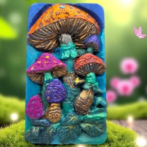 Mushrooms Fairy Garden Soap with 3D Details, Fairy Lovers, Nature, Mushroom, Birthday, Small Gift for Her, Mother&#39;s Day, Stocking Stuffer