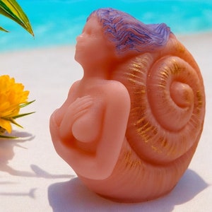 Mermaid in Shell 3D Soap, Gift for Her, Small Gift Glycerin Soap, Nautical, Birthday Gift for Her, Stocking Stuffer, Party Favor