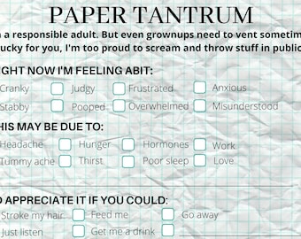 Digital Download Paper Tantrum