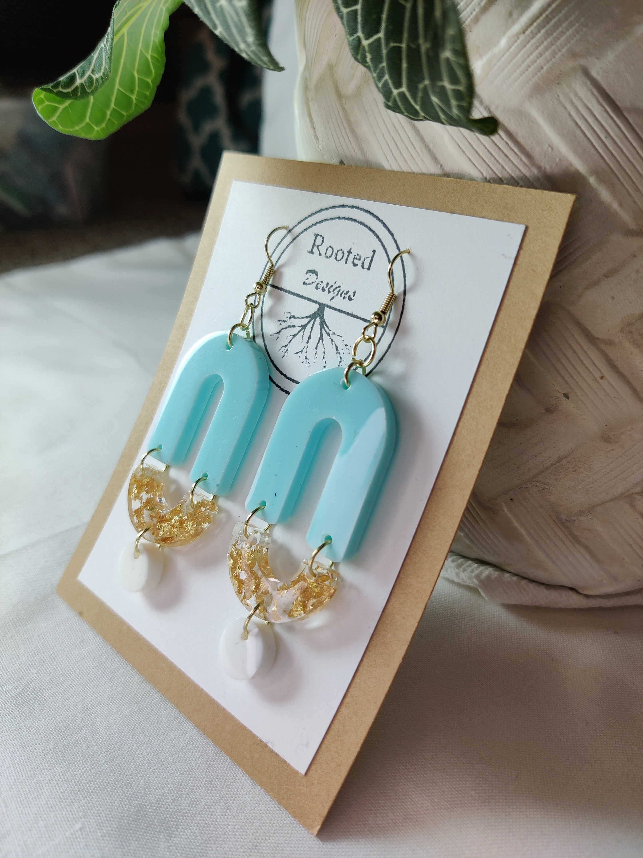 Rotkehlchen Ei Blau und Gold Art Deco Ohrringe | Etsy