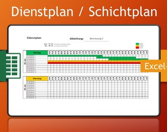 Duty roster Excel template - shift planner in practical A4 format Download