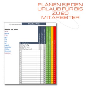 Vacation planner 2024 Excel template for 20 employees image 2