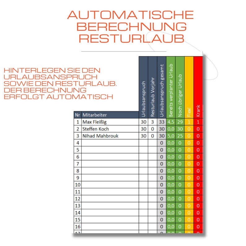 Vacation planner 2024 Excel template for 20 employees image 5