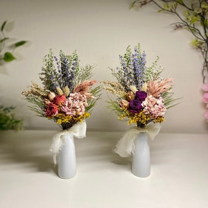 Small Bouquet with Lavender/Dried flower bouquet /Small Dried flower Bouquets with Vase/Dried flower bouquet for Vase/Home Decor/Gift