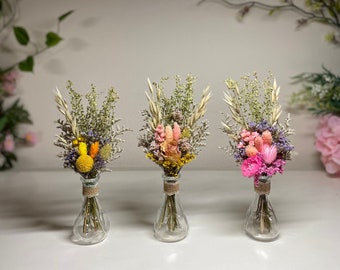 Dried Flower Bouquet /Mini Dried flower bouquet/ Mini Bouquet for Vase/Mini Dried flower bouquet with vase/Home Decor/Gift