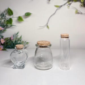 Heart Shape Glass Jar with Cork Lid /90ml, 4.75” Glass Bottles with Cork Lid/DIY Craft/Sand Jar/Spell Jar/Potion Bottles/Home Decor/Gift