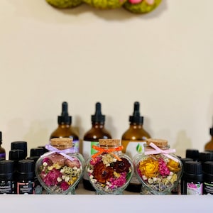 Dried flower in Jar/Flower Terrarium/Dried flower in Heart Shaped Jar/Flower Herbarium/Home Decor/Gift