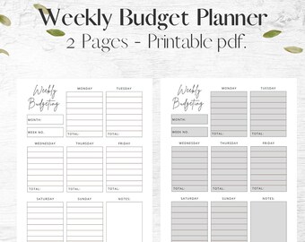 Weekly Budget Planner Printable, Expense Tracker, Financial Planner, Printable