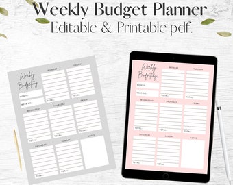 Weekly Budget Planner Printable, Budgeting Planner, Weekly Expense Tracker, Weekly Planner, Financial Planner, Budget Planner Printable