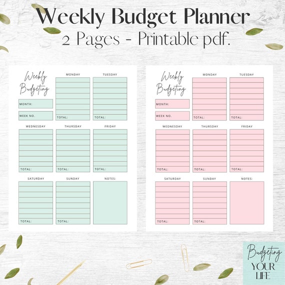 Weekly Budget Planner Printable, Expense Tracker, Financial Planner, Printable Pdf.
