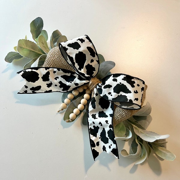 Interchangeable Door Hanger Bow | Cow Print Bow Attachment for Interchangeable Welcome Sign | Front Door Decor | Year Round Bow