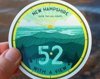 52WAV Magnet | New Hampshire 52 With a View, NH Magnet, Over the Hill Hikers