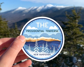 The Presidential Traverse - NH48 - New Hampshire White Mountains - 4000 Footers NH - Vinyl Sticker - Presidential Range NH