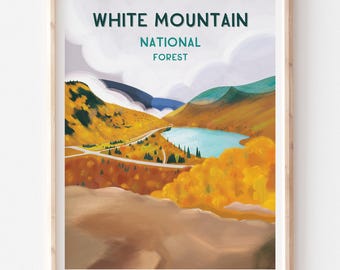 Franconia Notch New Hampshire Print, Autumn Mountain Landscape