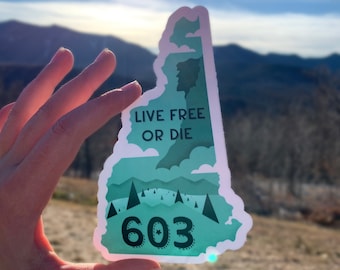 603 New Hampshire Pride Sticker - Old Man of the Mountain  - Waterproof Vinyl Sticker