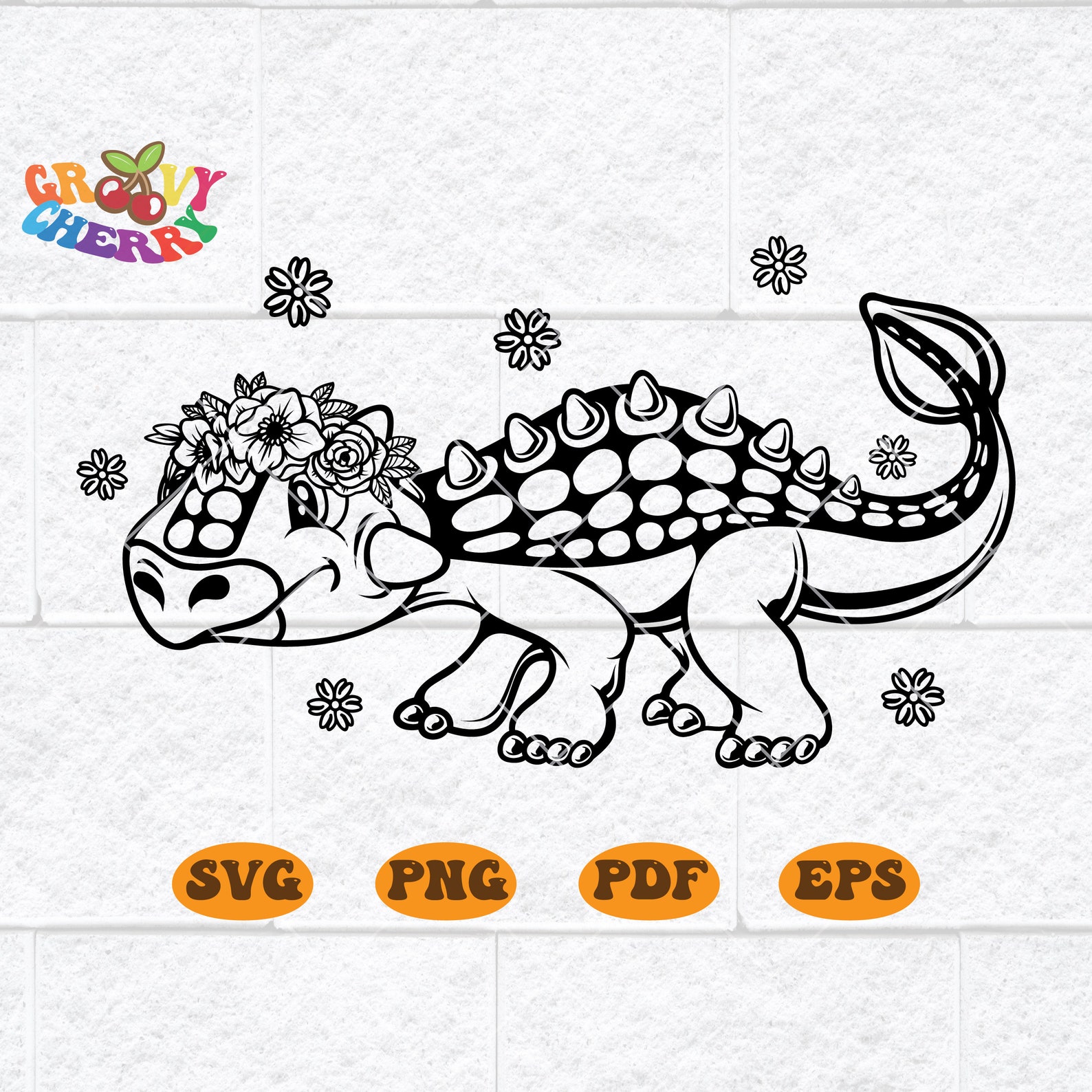 Ankylosaurs Dinosaur Flower Crown SVG File Dinosaur With - Etsy