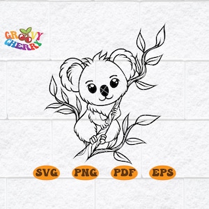 Baby Koala SVG, Cute Koala SVG, Koala cut file, Australia svg, Koala Silhouette, Koala Png, Cute Animal Face, Cute Animal Svg Clipart PNG