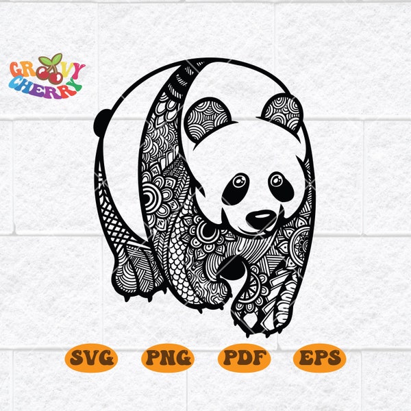 Panda Mandala SVG, Panda Zentangle svg, Mandala Panda Svg, Panda svg file, Cute Panda svg, Animal Face svg, Mandala Animals Clipart Cutfiles