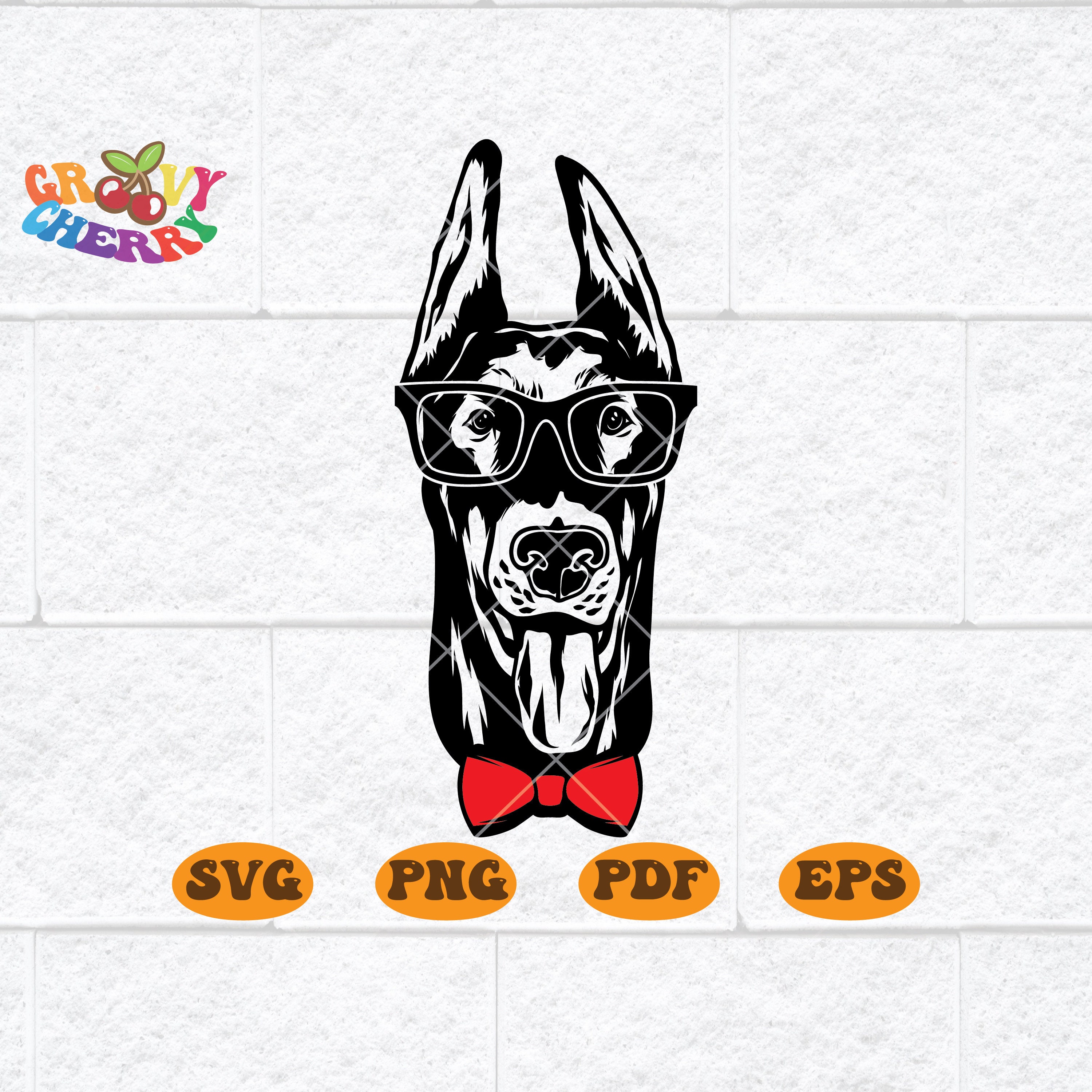 Dog With Glasses SVG Dog With Bow Doberman Pinscher SVG Etsy