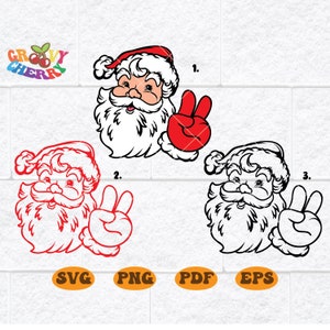 Peace Svg, Santa Claus Svg Png, Believe Svg, Christmas Santa Png, Santa Svg, old school father Christmas, Christmas Svg, Xmas Png Dxf Eps Ai