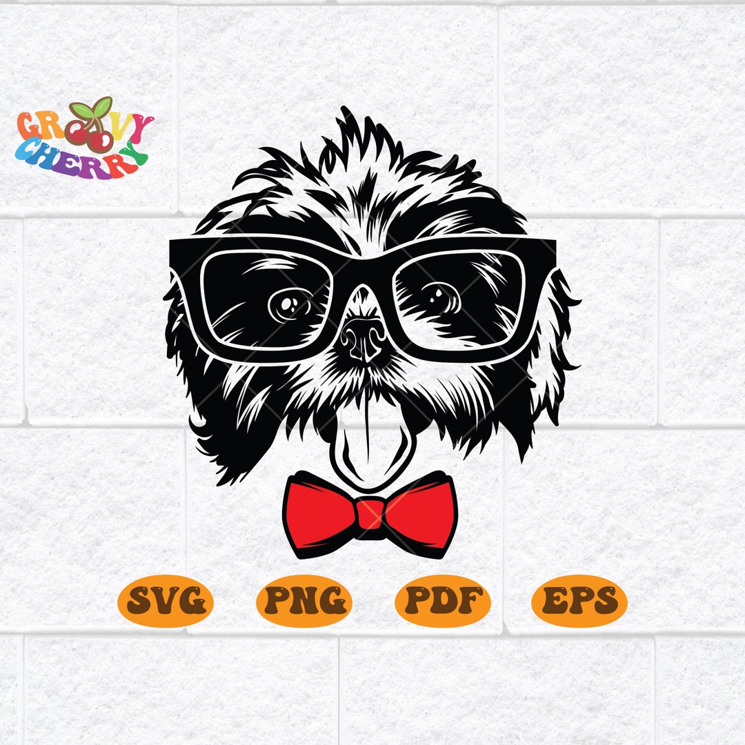 Dog With Glasses SVG Dog With Bow Shih Tzu Svg File Shih - Etsy