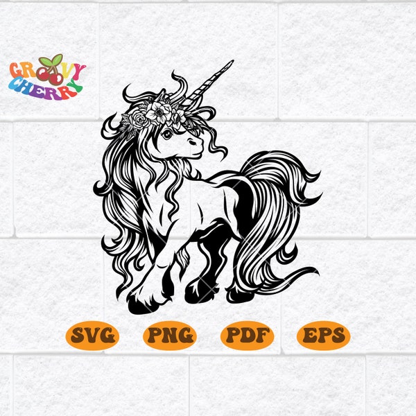 Unicorn Flower Crown SVG File, Flower Unicorn, Floral Unicorn, Animal Floral Crown, Magical Unicorn, Cute Unicorn, Unicorn CUT FILES