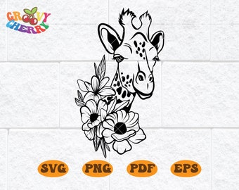 Giraffe Lion SVG, Giraffe with Flower Crown SVG, Giraffe cut file, Cute Giraffe svg, Safari Animals svg, Jungle Animals svg, Zoo animals svg