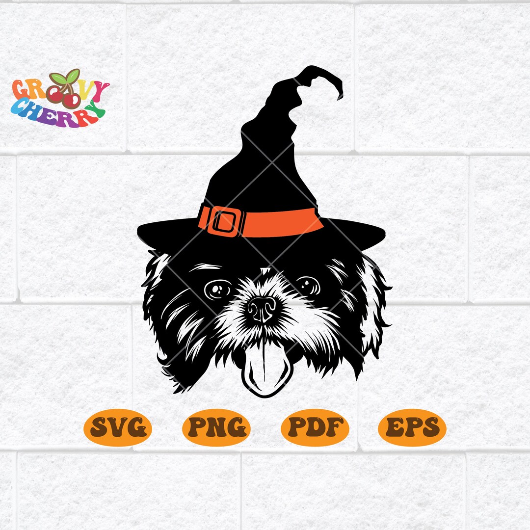 Shih Tzu With Witch Hat Svg, Shih Tzu Svg, Shih Tzu Mom Svg, Shih Tzu ...