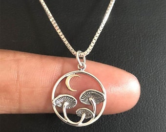 Silver Mushroom Pendant Mushroom Necklace for Women Vegan Necklace Shroom Jewelry Indie Necklace Hippie Jewelry Boho Jewelry for Gift