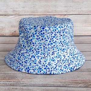 Adult Bucket Hat - Reversible Ladies Cotton Pretty Summer Sun Hat, Hat for Women, Gift for Her, Sun Protection for Beach, One Size Cap