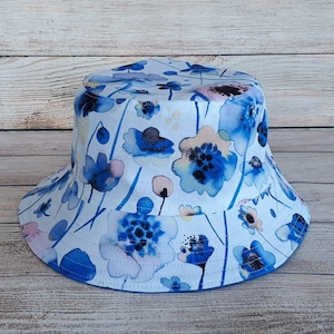Adult Bucket Hat - Reversible Ladies Cotton Pretty Summer Sun Hat, Hat for Women, Gift for Her, Sun Protection for Beach, One Size Cap