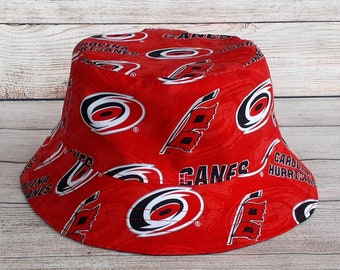Adult Bucket Hat - Carolina Hurricanes, NHL, Hockey Fan, Hockey Hat, Hockey Gift, Hockey Wear, Gift for Him, Adult Hat, Unisex, One Size Hat