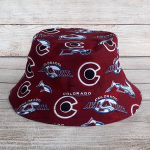 Adult Bucket Hat - Colorado Avalanche Hockey Sports Team, Reversible Cotton Hat, Hockey Gift, Ice Hockey, Gift for Him, Unisex One Size Hat